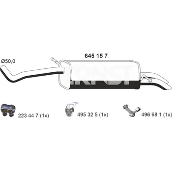 Tlumič výfuku Zadní tlumič výfuku ERNST 645157