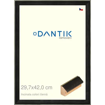 Rám na obraz DANTIK rámeček 29,7x42 | INCLINATA colori černá (Plexi Čiré) (Vyrobeno s láskou u nás v DANTIKU)