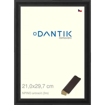 Rám na obraz DANTIK rámeček 21x29,7 | NPINO antracit (Sklo Čiré) (Vyrobeno s láskou u nás v DANTIKU)