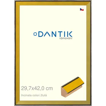 Rám na obraz DANTIK rámeček 29,7x42 | INCLINATA colori žlutá (Plexi Čiré) (Vyrobeno s láskou u nás v DANTIKU)
