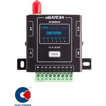 uGATE3A100 - GSM komunikátor s kovovou krabičkou a OLED displejem - pro 100 čísel