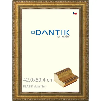 Rám na obraz DANTIK rámeček 42x59,4 | KLASIK zlatá (Plexi Čiré) (Vyrobeno s láskou u nás v DANTIKU)