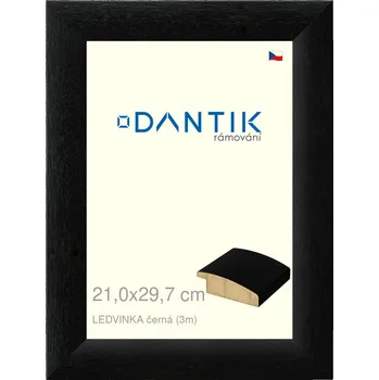 Rám na obraz DANTIK rámeček 21x29,7 | LEDVINKA černá (Sklo Čiré) (Vyrobeno s láskou u nás v DANTIKU)