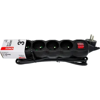 Elektrická zásuvka Černý Přívodní Rozbočovací Prodlužovací Kabel Výběr Variant 5x Zásuvka - 3m