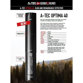 Příslušenství pro sportovní střelbu Tlumič A-TEC, model: OPTIMA 40, modulový, pro ráže do 6,5mm na závit 5/8-24