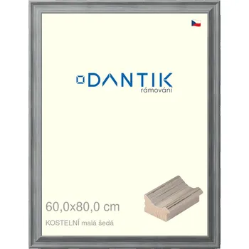 Rám na obraz DANTIK rámeček 60x80 | KOSTELNÍ malá šedá (Plexi Čiré) (Vyrobeno s láskou u nás v DANTIKU)