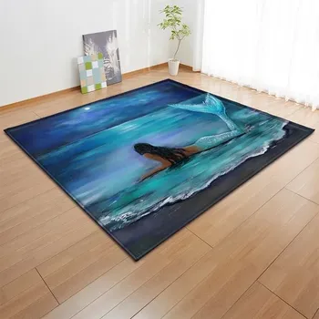 Koberec Dětský hrací koberec s protiskluzovou úpravou | styl mořská pana - 9,60 x 90 cm 24 x 36 palců