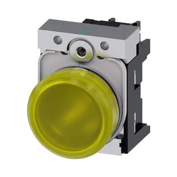 modulární přístroj a rozvaděč SIEMENS Signálka 22 mm, kulatá, kov, s vysokým leskem, žlutá barva, čočka, hladká, AC/DC 24V 3SU1152-6AA30-1AA0