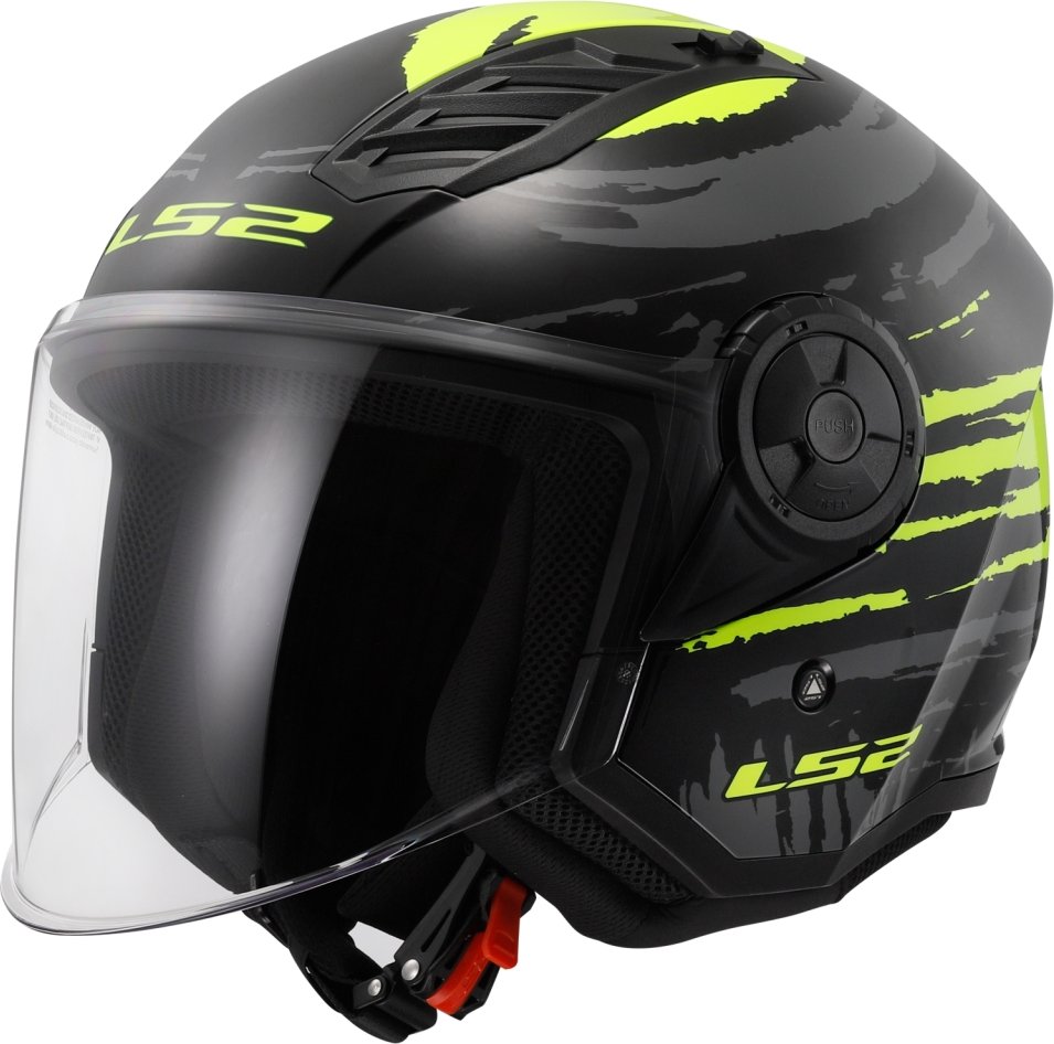 Otevřená helma na motorku LS2 OF616 Airflow II Brush černo-fluo žlutá XS