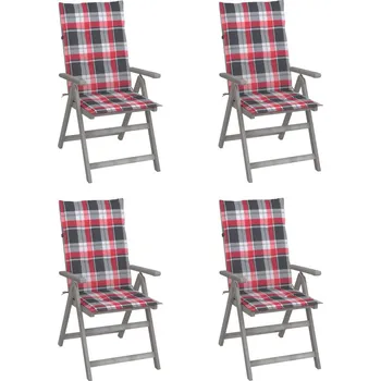 Petrashop Zahradní polohovací židle s poduškami 4 ks masivní akácie Šedá3065390