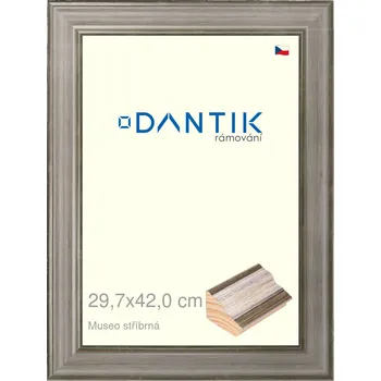 Rám na obraz DANTIK rámeček 29,7x42 | Museo stříbrná (Plexi Čiré) (Vyrobeno s láskou u nás v DANTIKU)
