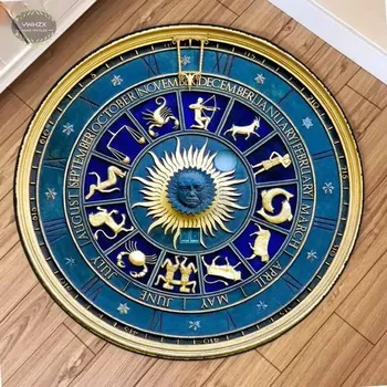 Koberec Kulatý protiskluzový koberec domácí dekorace styl zvěrokruh - 19,150 cm x 150 cm