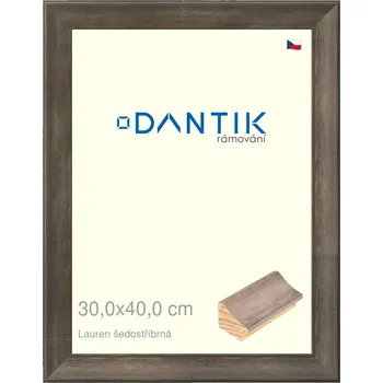 Rám na obraz DANTIK rámeček 30x40 | Lauren šedostříbrná (Plexi Čiré) (Vyrobeno s láskou u nás v DANTIKU)