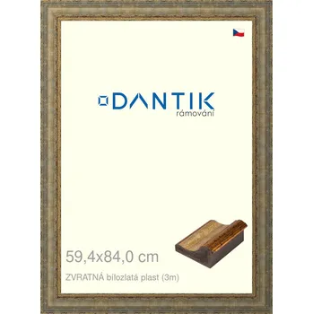 Rám na obraz DANTIK rámeček 59,4x84 | ZVRATNÁ bílozlatá plast (Plexi Čiré) (Vyrobeno s láskou u nás v DANTIKU)