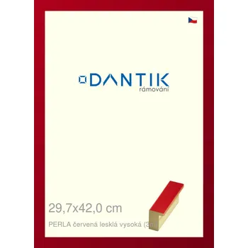 Rám na obraz DANTIK rámeček 29,7x42 | PERLA červená lesklá vysoká (Plexi Čiré) (Vyrobeno s láskou u nás v DANTIKU)