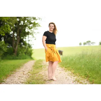 Dámská sukně Lněná dámská sukně krátká - kurkumová velikost: XL