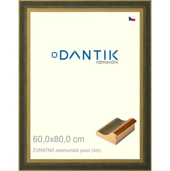 Rám na obraz DANTIK rámeček 60x80 | ZVRATNÁ zelenozlatá plast (Plexi Čiré) (Vyrobeno s láskou u nás v DANTIKU)