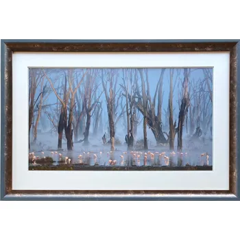 Obraz Šilha Václav - Plaměňáci v mlze | 89.4x60.3 (Tento obraz je k vidění na prodejně FLR)