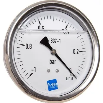 PREMATLAK, a.s. manometr P300 / 358 G -1/0bar, G1/4B zadní přip. + glycerinové plnění