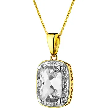 Přívěsek Zlatý přívěsek s diamanty a bílým topazem - ryzost 585 - 109.278