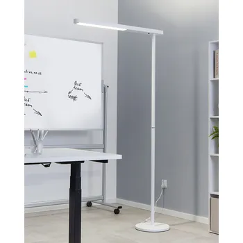 Stojací lampa Stojací LED lampa bílá hliníková 186 cm výška spínač moderní průmyslové osvětlení domácí kancelář Beliani