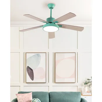 Domácí ventilátor Stropní ventilátor se světlem zelený syntetický materiál železný stropní ventilátor s dálkovým ovládáním světlé dřevo tradiční obývací pokoj Beliani