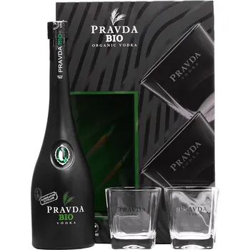 Vodka Pravda Bio Organic Vodka se 2 sklenicemi 40% 0,7l (darčekové balenie 2 poháre)
