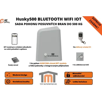 Pohon brány Husky500Kit Wi-Fi IoT Bluetooth - sada pohonu posuvných bran do 500 kg