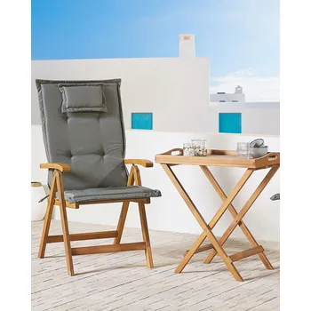 Sada 2 zahradních židlí, lehkého masivního akátového dřeva s grafitovými polštáři, skládání v rustikálním stylu Beliani