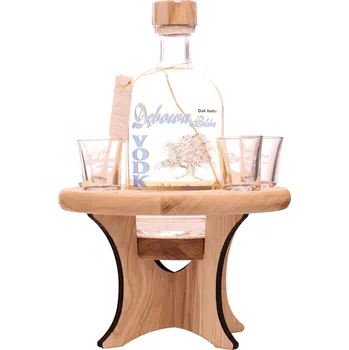 Rum Debowa Oak Vodka Dubový stoleček se 4 sklenicemi 40% 0,7l (darčekové balenie 4 poháre)
