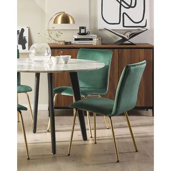 Jídelní židle Sada 2 židlí zelených sametových se zlatými kovovými nohami do jídelny, moderní glamour styl Beliani
