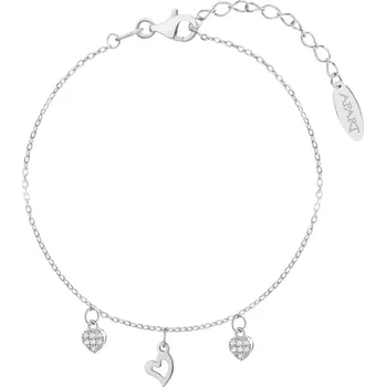 Náramek Stříbrný náramek se zirkony - srdce - AP537-5650