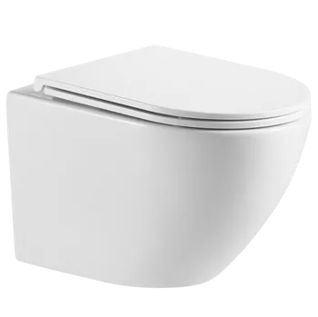 Klozet Erga Lily, závěsná WC mísa Rimless Tornado Flush 490x370x360 mm + toaletní sedátko s pomalým zavíráním, bílá, ERG-LILY-CE-93-001