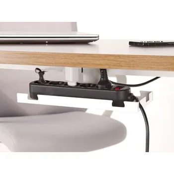 kabelová chránička Organizér kabelů pod manuálně nastavitelný stůl bílý nerezový kryt kabelů 92 x 14 cm Beliani