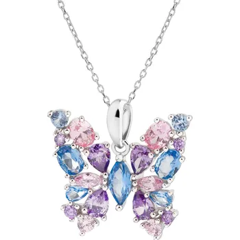 Přívěsek Stříbrný přívěsek se zirkony - motýl - AP534-5055