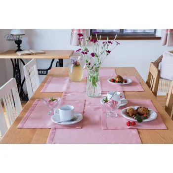 ubrus Lněný běhoun kepr starorůžový Rose Tan, dutý lem Běhoun dutý lem: 40x175cm