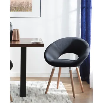 Sada 2 židlí, černých čalouněných dřevěné nohy pro obývací pokoj a jídelnu retro přechodného stylu Beliani