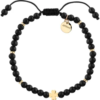 Náramek Pozlacený náramek z mosazi s acháty - čtyřlístek - AR531-2043