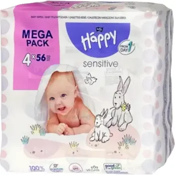 Dětský vlhčený ubrousek Bella Happy Vlhčené ubrousky Sensitive 4 x 56 ks