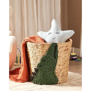Úložný box Proutěný koš Krokodýl Přírodní vodní hyacint Tkaný koš na hračky Dětský pokoj doplňky Beliani