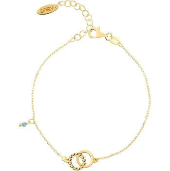 Náramek Pozlacený stříbrný náramek s broušeným sklem - kroužky - AP537-9100