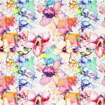 Kanvas potahová látka s digitálním potiskem květin 20984/045