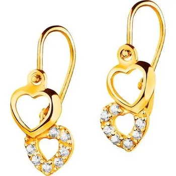 Náušnice Zlaté náušnice se zirkony - srdce - K-792.01