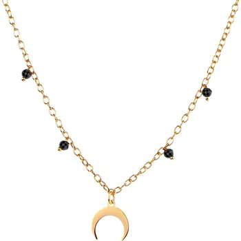 Náhrdelník Pozlacený stříbrný náhrdelník se sklem - půlměsíc - AP530-7497