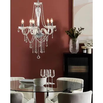 Lustr průhledný křišťál se skleněnými krystaly 5-plamenový benátský glamour styl Beliani