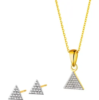 Náušnice Zlaté náušnice a přívěsek se zirkony - sada - K-574/Z-581.01