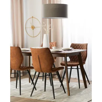 Jídelní židle Sada 2 židlí hnědých čalouněných s kovovými černými nohami do jídelny, moderní průmyslový styl Beliani