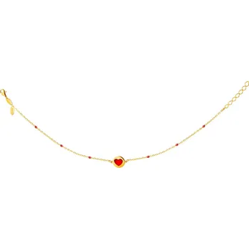 Náramek Zlatý náramek se smaltem, anker - srdce - AP533-2547