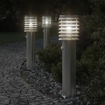 Venkovní osvětlení Venkovní stojací lampy s čidly 3 ks stříbrné 60cm nerezová ocel - 8721102456350