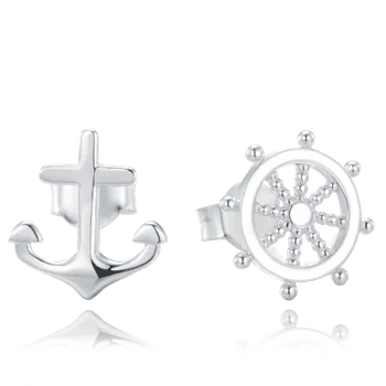 Náušnice Minet Stars Náušnice ze stříbra kormidlo a kotva